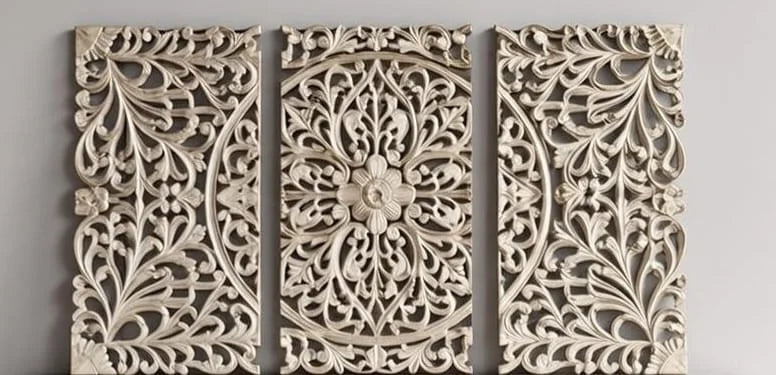 Zariya Bloom Hand-Carved Wooden Console Cabinet | Luxury White Sideboard with Floral Mandala Design for Living Room & Entryway