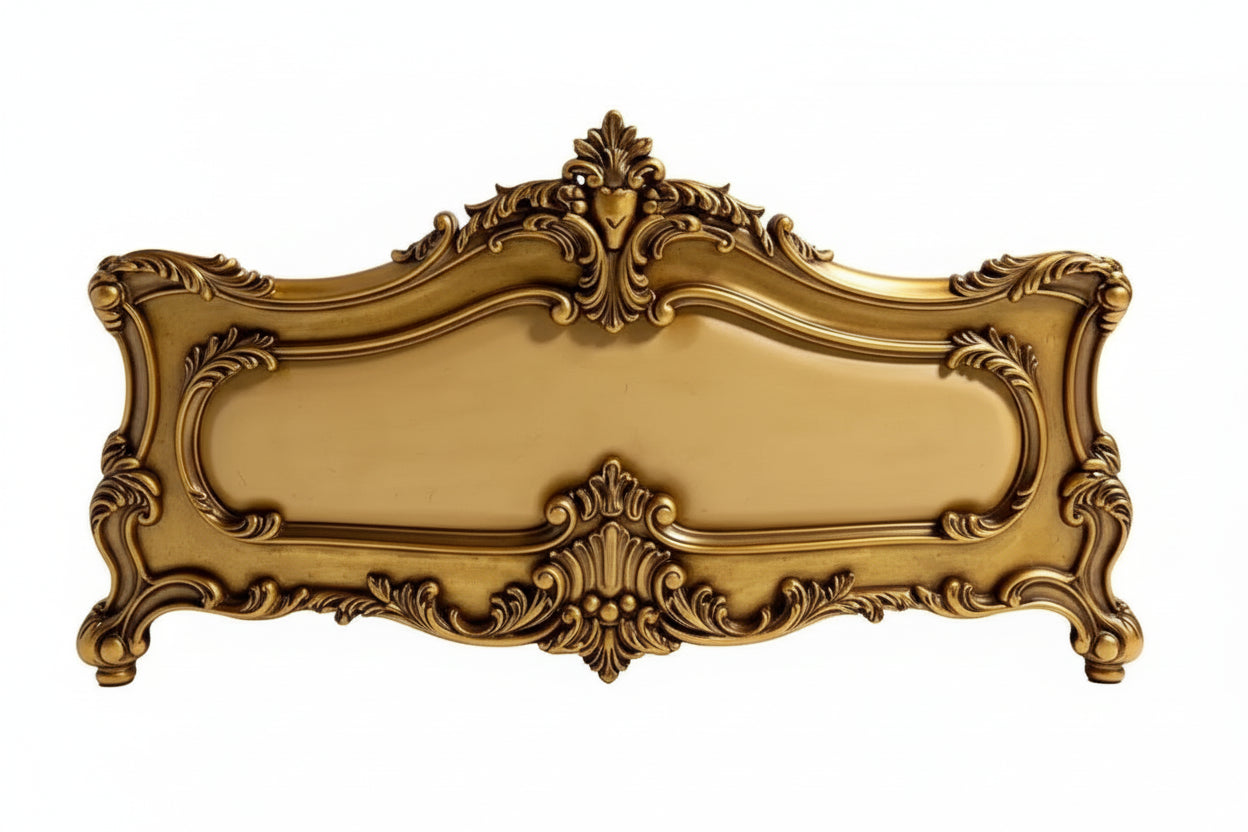 Maison Royale French Rococo Style Double Bed with Nightstands - Hand Carved | Royal Gold Antique |Solid Wood