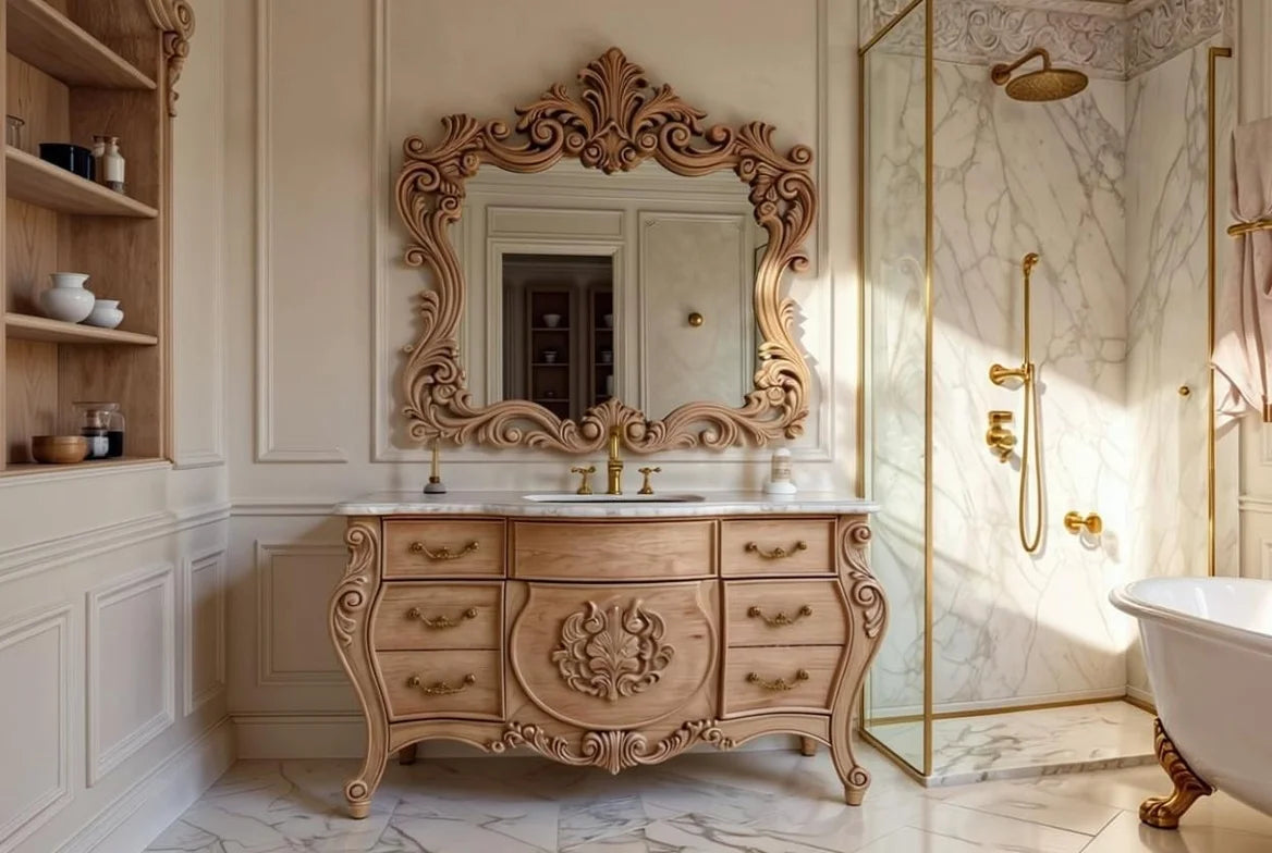 Rustic Grove Handcrafted Wooden Bathroom Vanity Unit