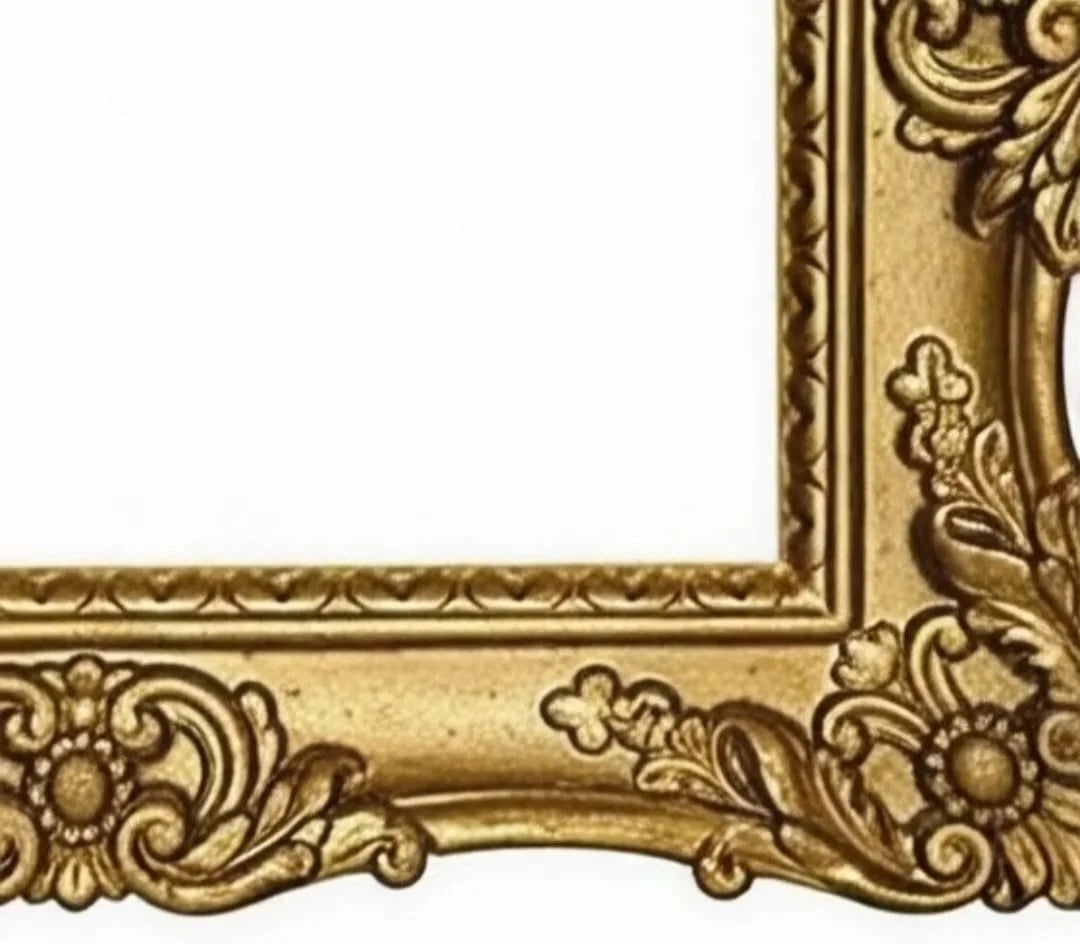 Baroque Style Ornate Rectangular Wooden Handcarved Mirror | Luxury Antique Gold Finish | Premium Rectangular Gold Frame Mirror