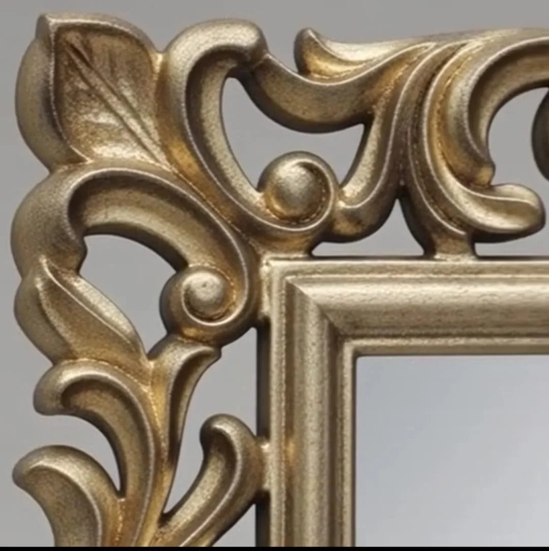 Eloria Hand-Carved Wooden Wall Mirror | French Style Antique Gold Luxury Decorative Mirror | classic home décor