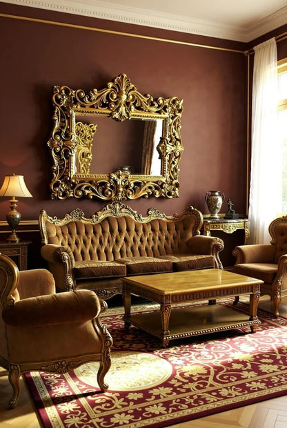 Imperial Baroque Suite | Luxury Gold Baroque Sofa, Armchair & Coffee Table Set