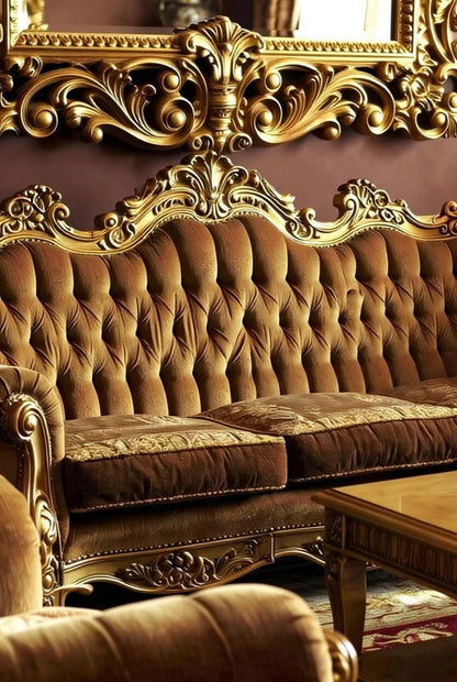 Imperial Baroque Suite | Luxury Gold Baroque Sofa, Armchair & Coffee Table Set