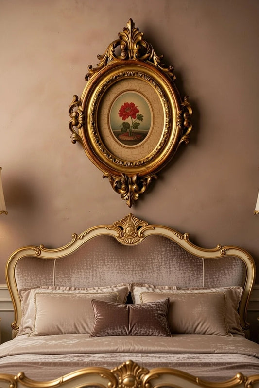 Aurelio Antique Gold Oval Wooden Frame | Hand Carved Vintage Wall Décor & Photo Frame