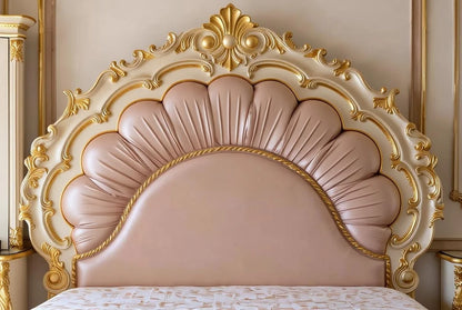 Luxurious Italian Style Bed – Hand Carved Solid Wood Bedroom Furniture with Gold Accents| Makin' It Home