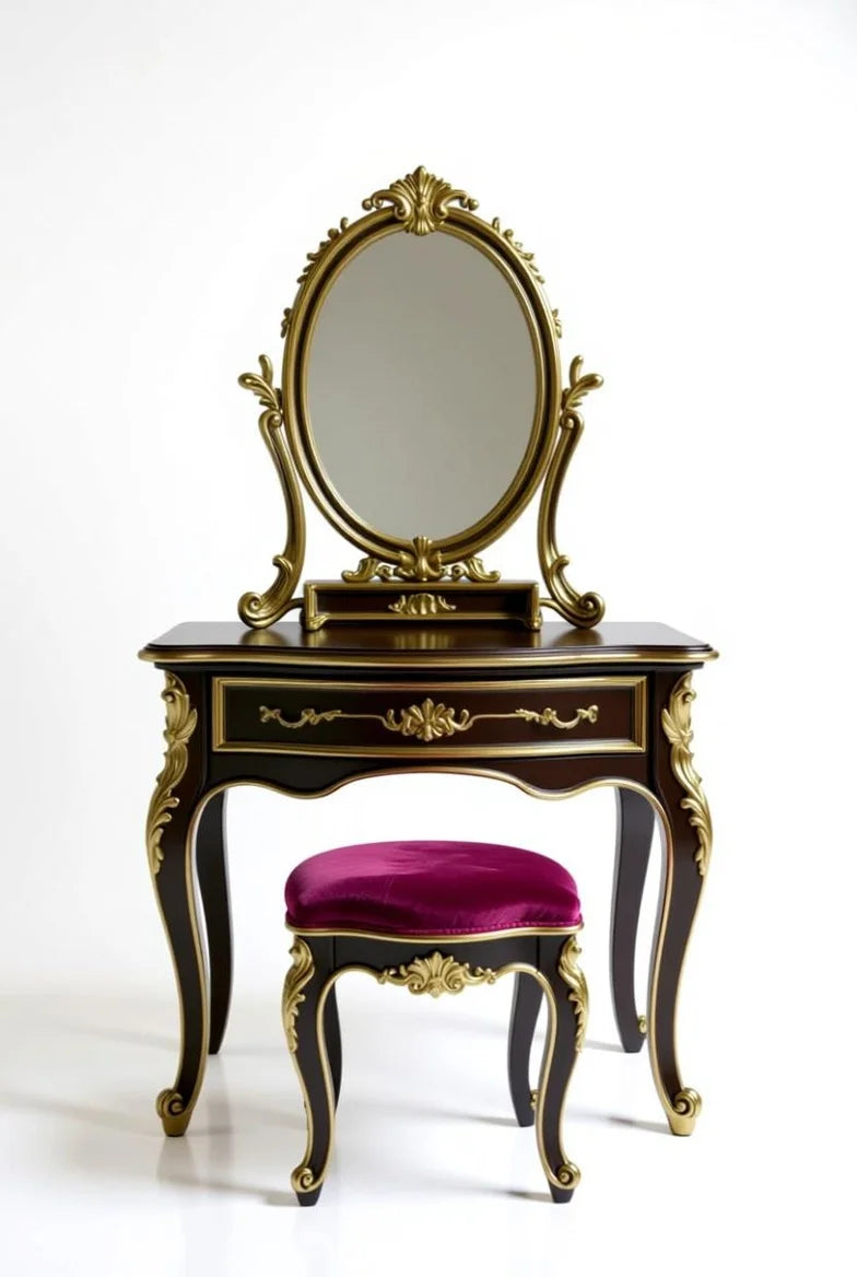 Burgundy classic french rococo style  Bed