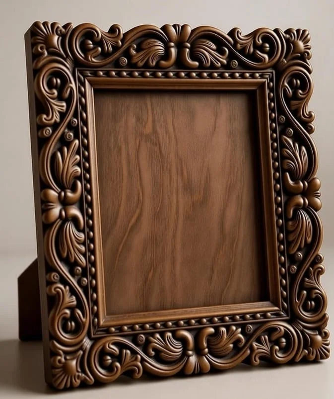 Carvessa Hand-Carved Wooden Photo Frame  Premium Solid Wood Decorative Picture Frame
