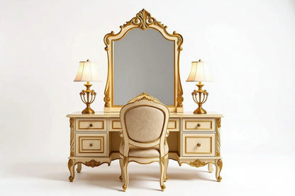 Italian Antique Gold King Size Bed Set with Handcarved Detailing & Matching Furniture | Custom-Made to Order| Makin’ It Home |