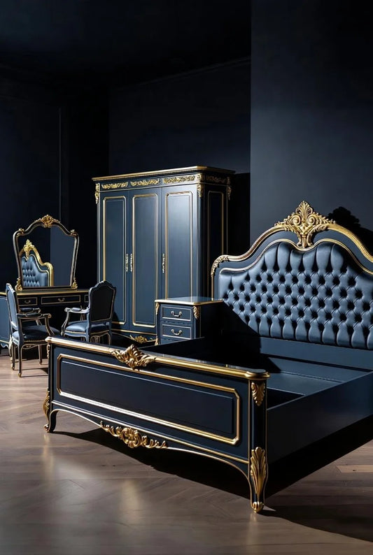 Crown Noir Neoclassical style french bed set