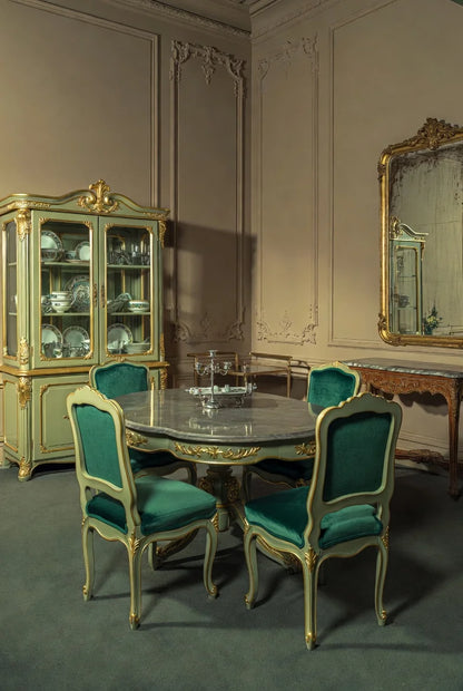 Elite Green French Rococo Style Dining Set