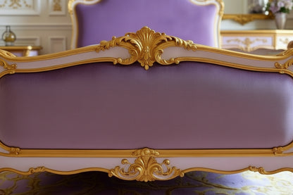 Empress Violet  French Queen Size Bed - Hand Carved|  Royal Luxury| Solid Wood