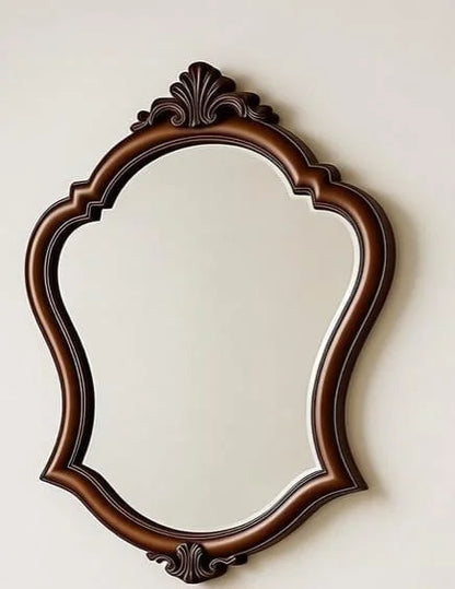 Heritage Arc Wooden Console Table with Mirror | Classic Brown Handcrafted Console for Entryway & Living Room