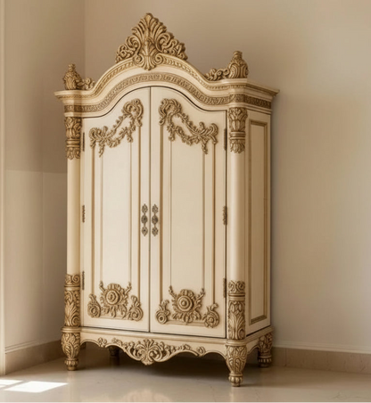 Ornate Ivory & Gold Bedroom Set with Hand-Carved Detailing| Italian Baroque Style |Made to Order |