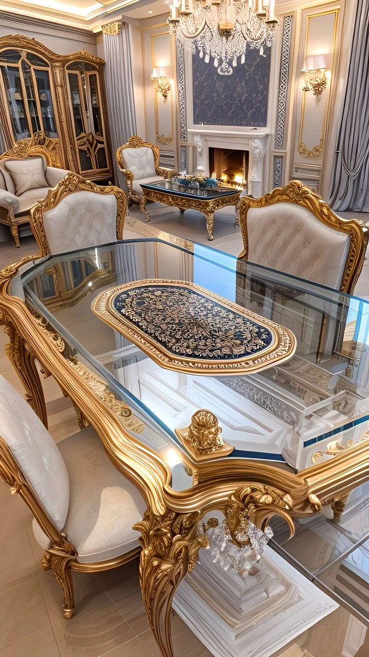 Golden Carved Dining Set