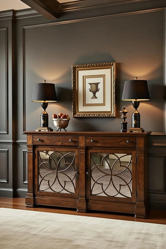 Classicore Console Cabinet | Classic Sideboard with Glass Doors for Living Room & Dining Area