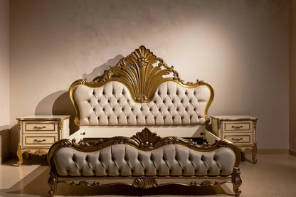 Ivory & Gold Luxury King Bedroom Suite, Hand-Carved Craftsmanship, Custom Made | Makin’ It Home