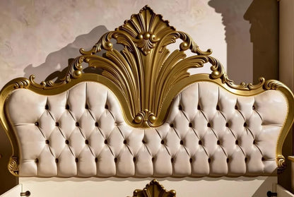 Ivory & Gold Luxury King Bedroom Suite, Hand-Carved Craftsmanship, Custom Made | Makin’ It Home