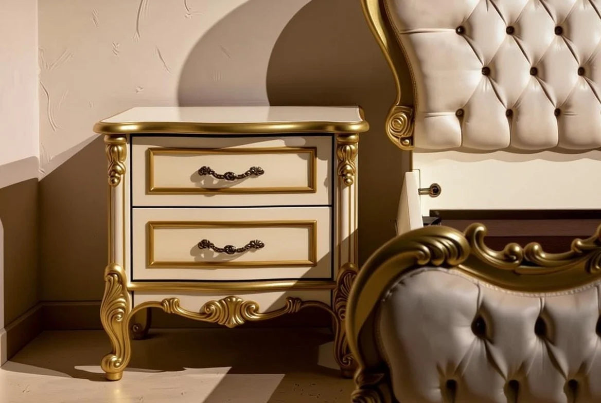Ivory & Gold Luxury King Bedroom Suite, Hand-Carved Craftsmanship, Custom Made | Makin’ It Home