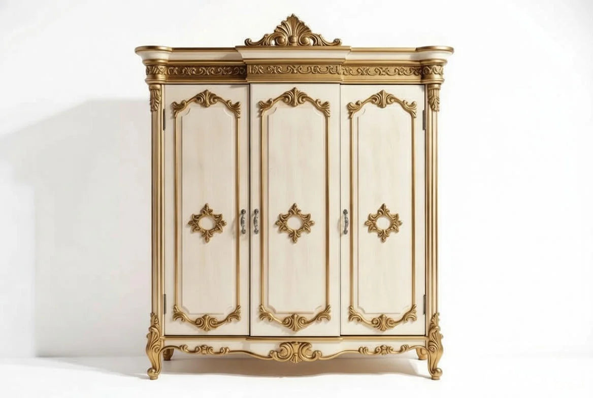 Ivory & Gold Luxury King Bedroom Suite, Hand-Carved Craftsmanship, Custom Made | Makin’ It Home