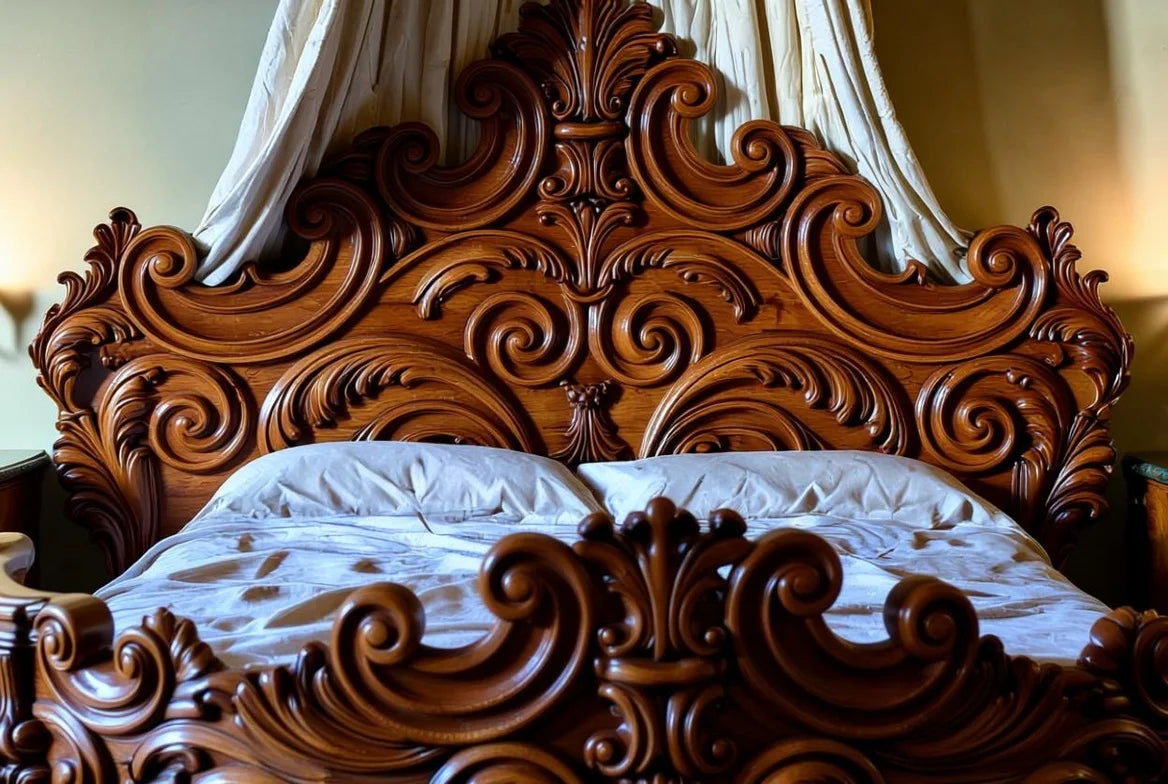 Mahagony Monarch Louis XV Style Bed Set