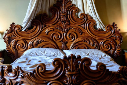 Mahagony Monarch Louis XV Style Bed Set