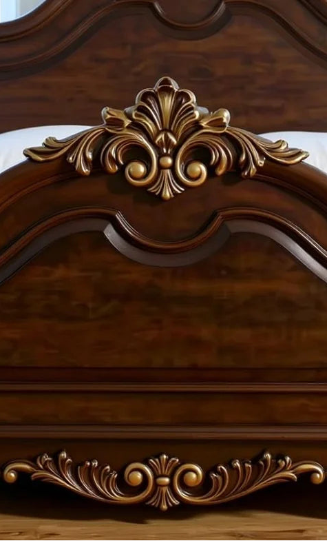 Grand Four-Poster Canopy King Bed | Hand-Carved Solid Wood Bedroom Set, Custom Made | The Sovereign Collection