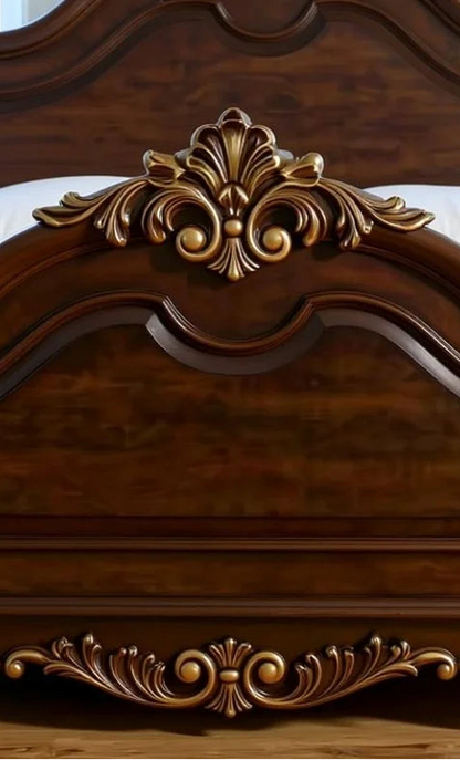 Grand Four-Poster Canopy King Bed | Hand-Carved Solid Wood Bedroom Set, Custom Made | The Sovereign Collection