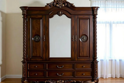 Grand Four-Poster Canopy King Bed | Hand-Carved Solid Wood Bedroom Set, Custom Made | The Sovereign Collection