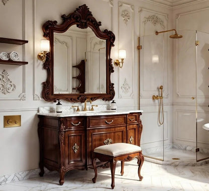 Purewood Classic Handcarved Wooden Bathroom Vanity