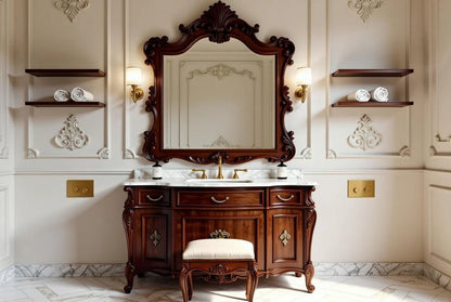 Purewood Classic Handcarved Wooden Bathroom Vanity