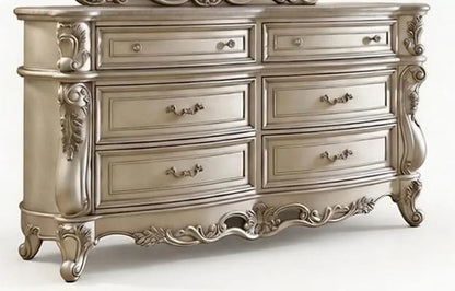 Regalia Dressing Table – Luxury Silver Hand Carved Wooden Dresser with Mirror | Royal Classic Bedroom Furniture
