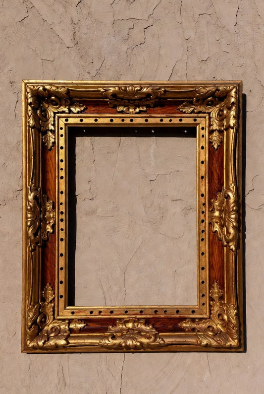 Royal Crest Gold Hand-Carved Wooden Frame | Antique Vintage Wall Décor & Luxury Photo Frame