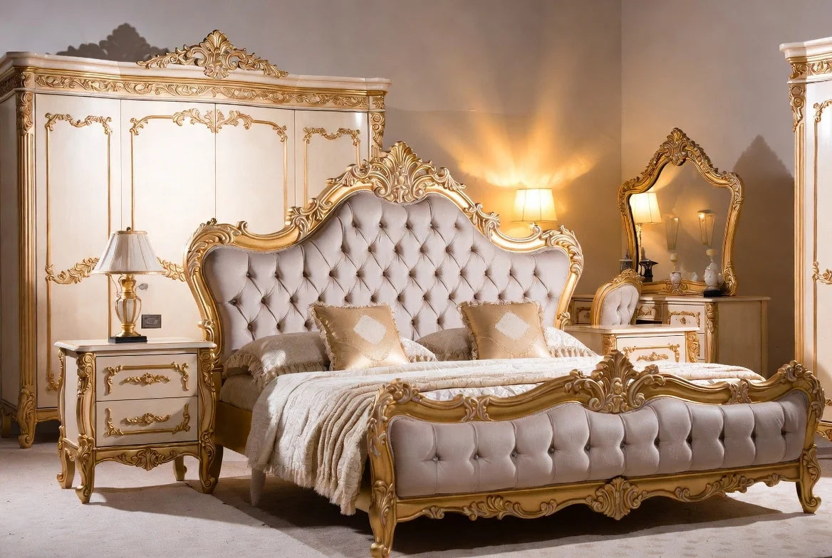 Royal Hand-Carved Baroque Bedroom Set| Luxury Bespoke Statement Furniture |The Mansion Collection