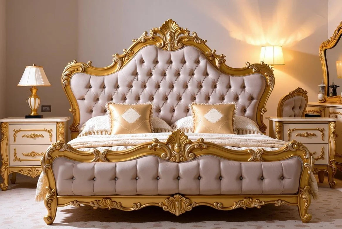 Royal Hand-Carved Baroque Bedroom Set| Luxury Bespoke Statement Furniture |The Mansion Collection