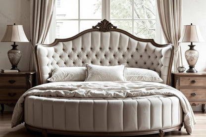Versailles Dream Round Canopy Bed In Hand-Carved Solid Wood| Custom Design for Palace Style Interiors