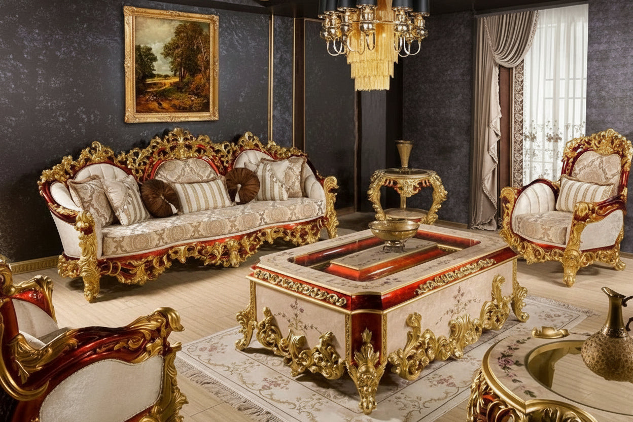 Zarvan Royal Hand-Carved Sofa Set