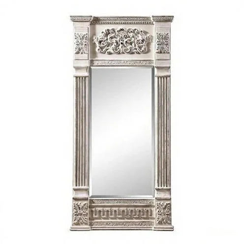 Hand Carved Classical Wooden Standing Mirror – Royal Neoclassical Pillar Design | Luxury Full Length Mirror | Ornate European Frame
