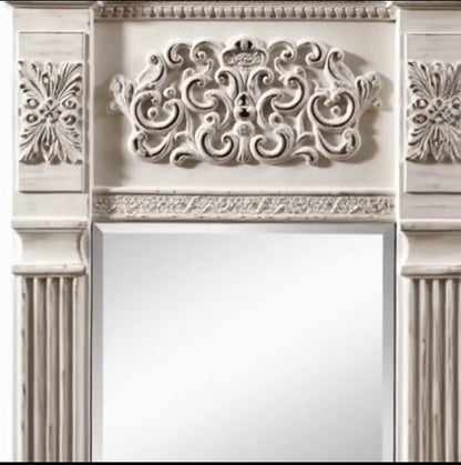 Hand Carved Classical Wooden Standing Mirror – Royal Neoclassical Pillar Design | Luxury Full Length Mirror | Ornate European Frame