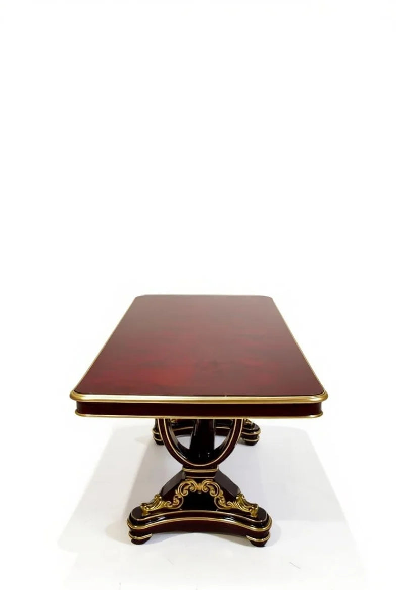 Royal Burgundy & Gold Dining Room Collection | Handcrafted High-Gloss Solid Wood Furniture | Custom Indian Luxury Interiors |