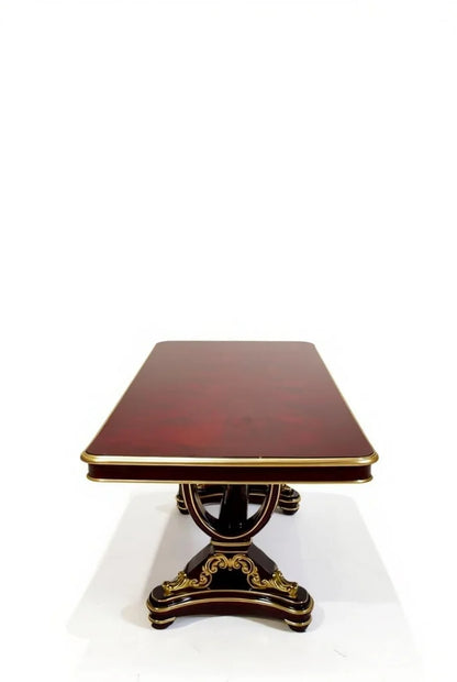 Royal Burgundy & Gold Dining Room Collection | Handcrafted High-Gloss Solid Wood Furniture | Custom Indian Luxury Interiors |