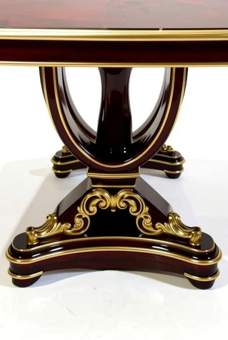 Royal Burgundy & Gold Dining Room Collection | Handcrafted High-Gloss Solid Wood Furniture | Custom Indian Luxury Interiors |