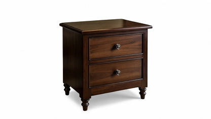 Contemporary teak wood nightstand with two drawers for modern bedroom set