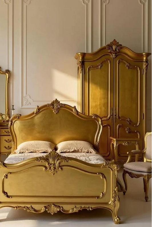 Heritage Gold Rococo Style French Bed Set