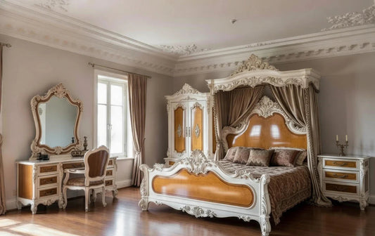Luxury European Ornate Canopy Bed for Master Bedrooms, Hand-Carved Statement Furniture | Makin’ It Home