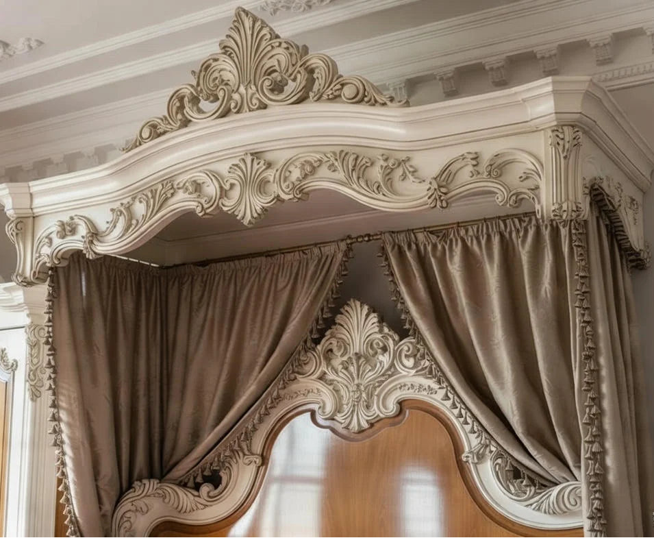 Luxury European Ornate Canopy Bed for Master Bedrooms, Hand-Carved Statement Furniture | Makin’ It Home