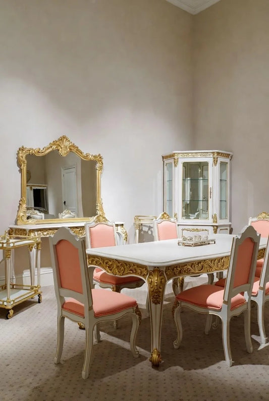 Peachy luxe French Rococo Style Dining Set