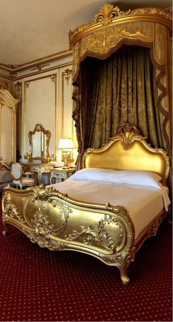 Royal Golden  – Grand French Canopy Bed in Solid Wood