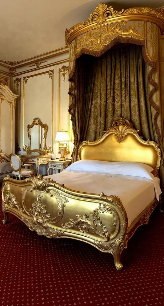 Royal Golden  – Grand French Canopy Bed in Solid Wood