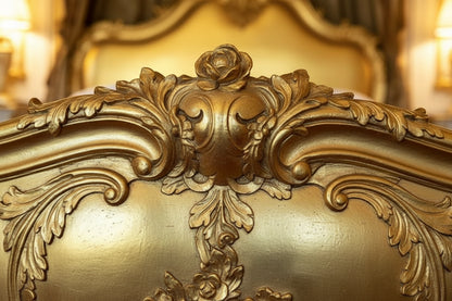 Royal Golden  – Grand French Canopy Bed in Solid Wood