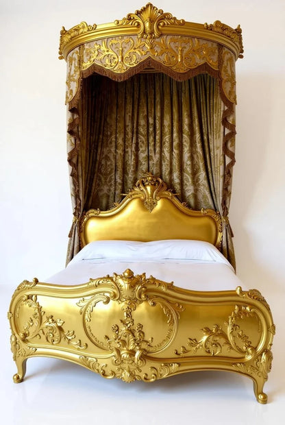 Royal Golden  – Grand French Canopy Bed in Solid Wood